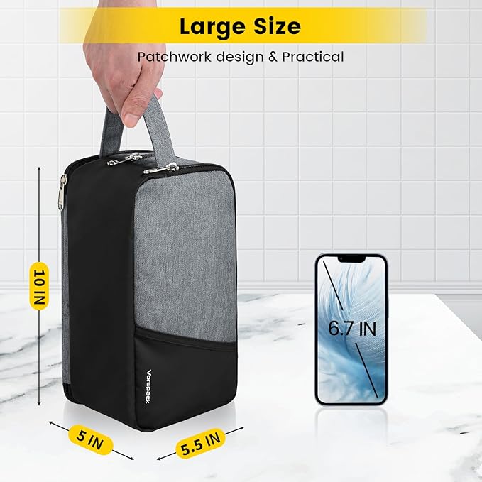 Vorspack Travel Toiletry Bag - Toiletry Bag for Men Water Resistant Skincare Bag for Bathroom Toiletries Accessories Gifts - Grey