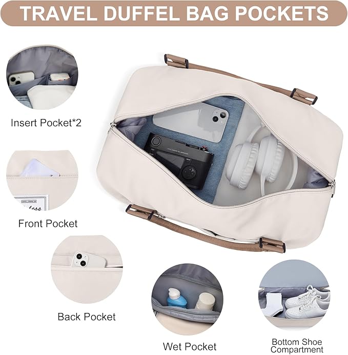 Weekender Bags for Women,Travel Duffle Overnight Bag with Shoe Compartment,Personal Item Carry On Bag,Gym Bag,3 Pcs Set
