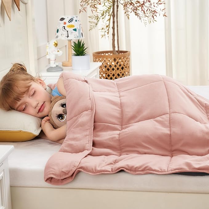 yescool Pink Weighted Blanket 3 Pounds Cooling Weighted Lap Blanket, Heavy Blanket for Sleeping, Weighted Throw Blanket Gifts for 20-40lbs, 36"x48"