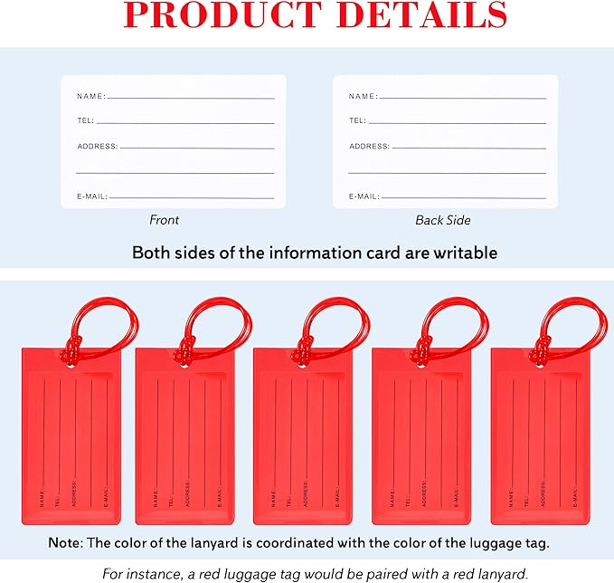 10 Pack Luggage Tags for Suitcases, Airplane Travel Essentials for Flying, International Travel Must Haves, and Luggage Accessories by Sodsay