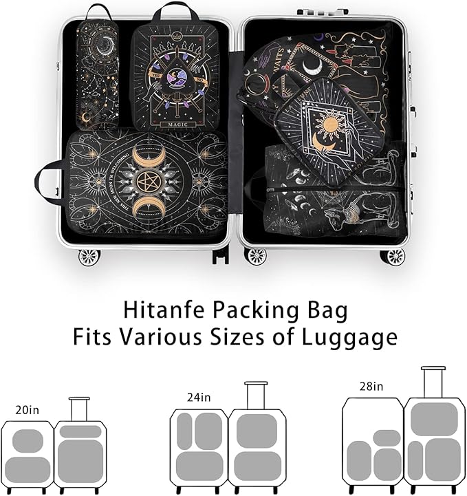6 Pcs Compression Packing Cubes for Travel, Waterproof Luggage Organizer Washable Storage Bags Set - Packaging Cubes for Backpack Travel and Carry-Ons