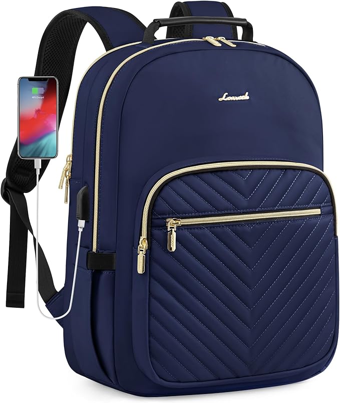 LOVEVOOK Laptop Backpack for Women, 17 Inch Large Capacity Travel Computer Work Bags, Business Nurse Backpack Purse for Womens, Backpacks, Navy