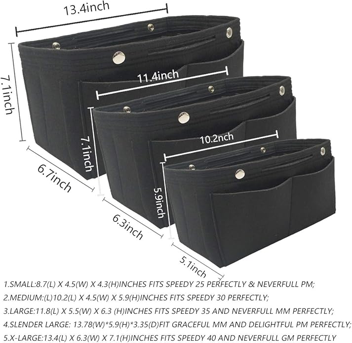 LEXSION Felt Purse Organizer Insert - Multi Pocket Bag in Bag Organizer Shaper