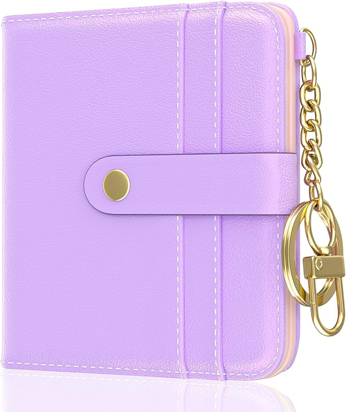Aiawoxc Womens Wallet, RFID Small Wallets for Women, Slim Compact Credit Card Holder, Cute Leather Bifold Ladies Purse with Zipper Coin Pocket and ID Window, Purple
