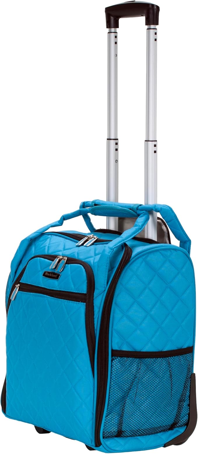 Rockland Melrose Upright Wheeled Underseater Carry-On Luggage, Turquoise, 15-Inch