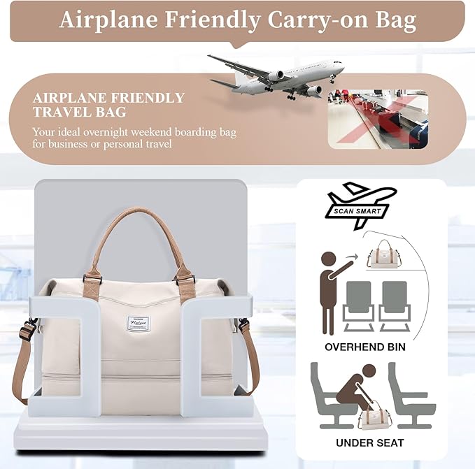Weekender Bags for Women,Personal Item Travel Bag with Shoes Compartment,Overnight Travel Duffel Bag with Toiletry Bag