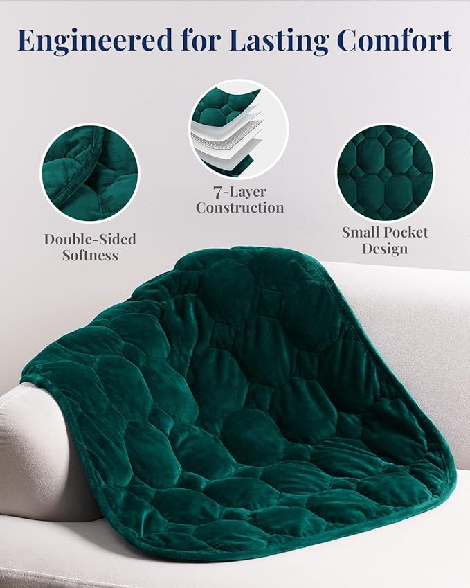 Kivik Weighted Lap Blanket for Adults, Crystal Velvet Weighted Lap Pad, Small Weighted Blanket 7 lbs, Cozy Mini Heavy Travel Blankets, Portable & Breathable 24"x29" (Green, 24"x29"-7 lbs)