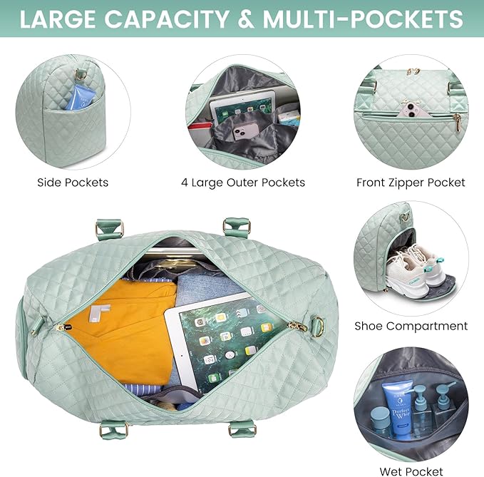 LOVEVOOK Travel Weekender with Toiletry Bag, Overnight Carry-On, Gym with Shoe Compartment & Wet Pocket, Mommy Hospital Bag