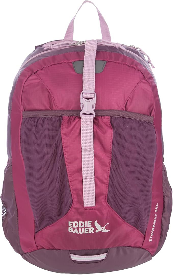Eddie Bauer Stowaway Packable Backpack | Travel | Outdoor | Lightweight | Foldable | Durable | Ripstop Polyester | 30L - Port Red