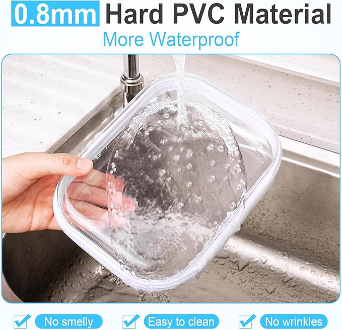 Sanwuta 6 Pcs Clear Hard Zipper Case Plastic Zipper Pouches Transparent Makeup Bag Pencil Case Pouches Toiletry Diaper Bag for Travel Toy Storage Organizer Bins(Assorted Color,7.87 x 5.9 x 2 Inch)