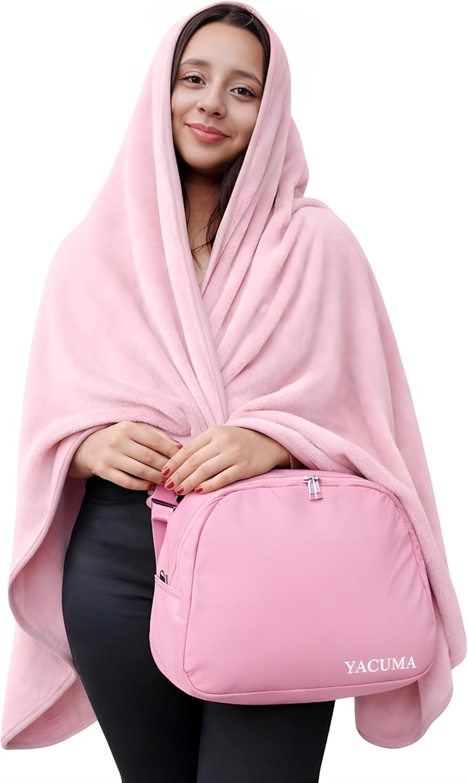 Travel Blanket Airplane – Ultra Soft Flannel 40”x60”, Cozy Compact Blanket with Organizer Bag, Lightweight Comfort for Flights & Home