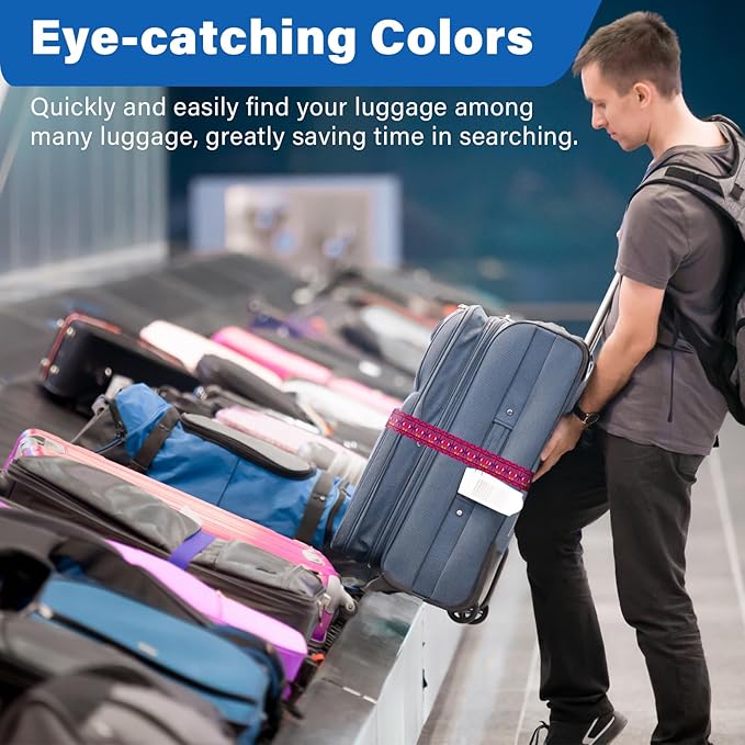 2 Pack Luggage Straps for Suitcases, Adjustable Travel Belt with Double Lock and Quick Release Buckle, Heavy Duty Nylon Bag Packing Strap, Bright Identifiers Business Travel Accessories-Pink Totem