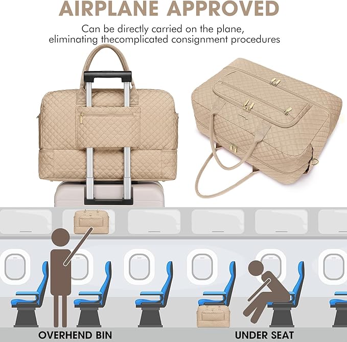 Travel Duffle Bag Weekender for Women - Carry-On Overnight Bag Personal Item Bag with Shoe Compartment & Wet Pocket Large Weekend Tote Bags with Toiletry Bag Hospital Bags for Labor and Delivery