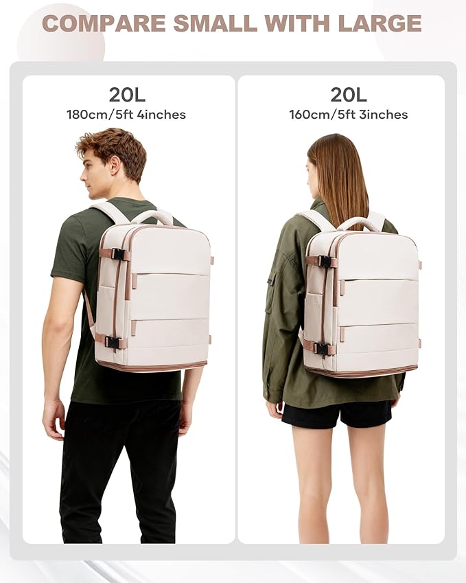 coowoz Travel Backpack Carry On for Women Man Gym Backpacks with Laptop Compartment Mochila de Viaje Teacher Personal Item Backpack Airplane Accessories Must Haves Beige Brown 20L