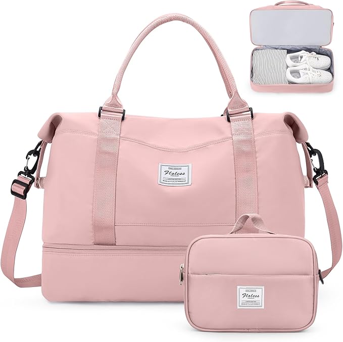 Weekender Bags for Women,Personal Item Travel Bag with Shoes Compartment,Overnight Travel Duffel Bag with Toiletry Bag