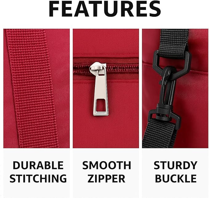 Folding Duffle Bag for Travel – Large Capacity Waterproof Oxford Cloth Weekender Carry On Tote with Crossbody strap, Lightweight Foldable Gym and Overnight Bag (2, Red, Large)