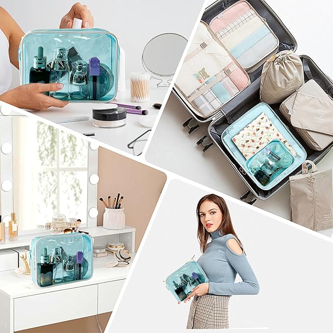 Neon TSA Approved Clear Toiletry Pouch, 7"x2.3"x4.7" Size, PVC Travel Makeup Bags for Toiletries, Transparent Cosmetic Bag for Women and Men Small (B127-D1199-1)