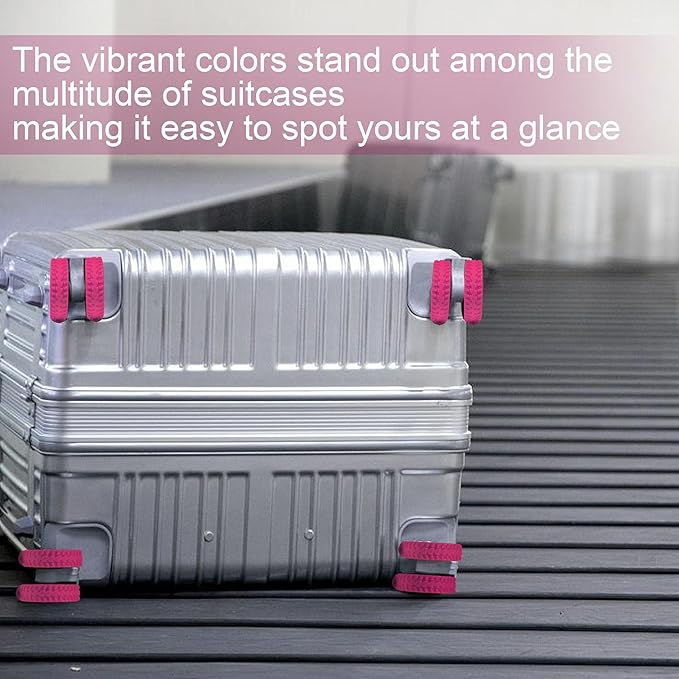 (8 Pack) Silicone Luggage Wheel Covers for 8-Spinner Wheel Suitcases, Mute & Shock Absorption Protector, Wear-Resistant & Noise-Reducing, Perfect for Travel (Rose Red)