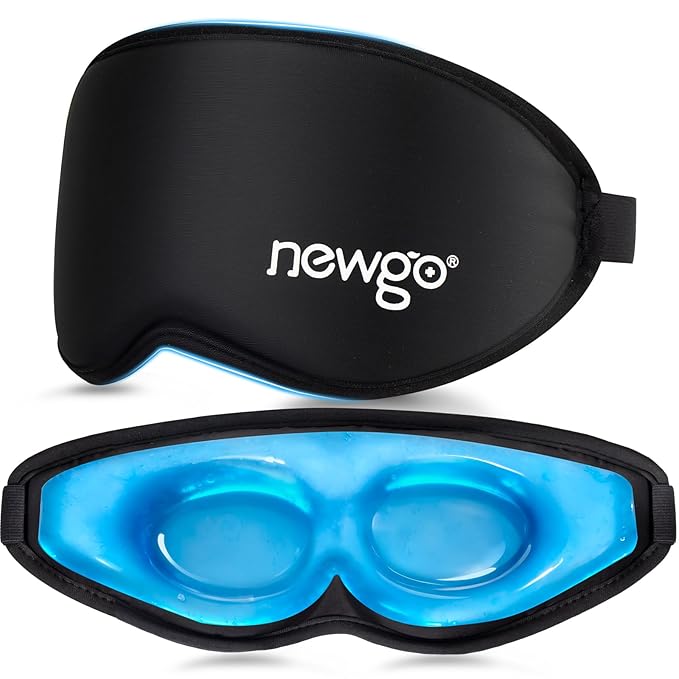 NEWGO 3D Cooling Sleep Mask, Weighted Cooling Gel Eye Mask for Sleeping, Cold Eye Mask, Hot Cold Therapy Blackout Sleep Mask for Puffiness, Dark Circles, Dry Eyes, Headaches and Stress Relief