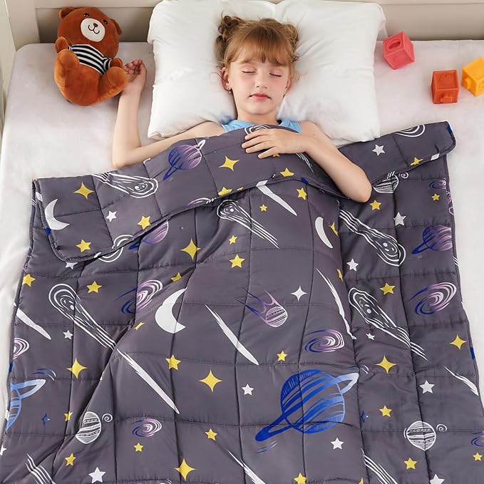 yescool Star Weighted Blanket 10 Pounds Twin Cooling Weighted Blanket, Galaxy Moon Heavy Blanket for Sleeping, Weighted Throw Blanket Gifts for 80-110lbs, 48"x72"