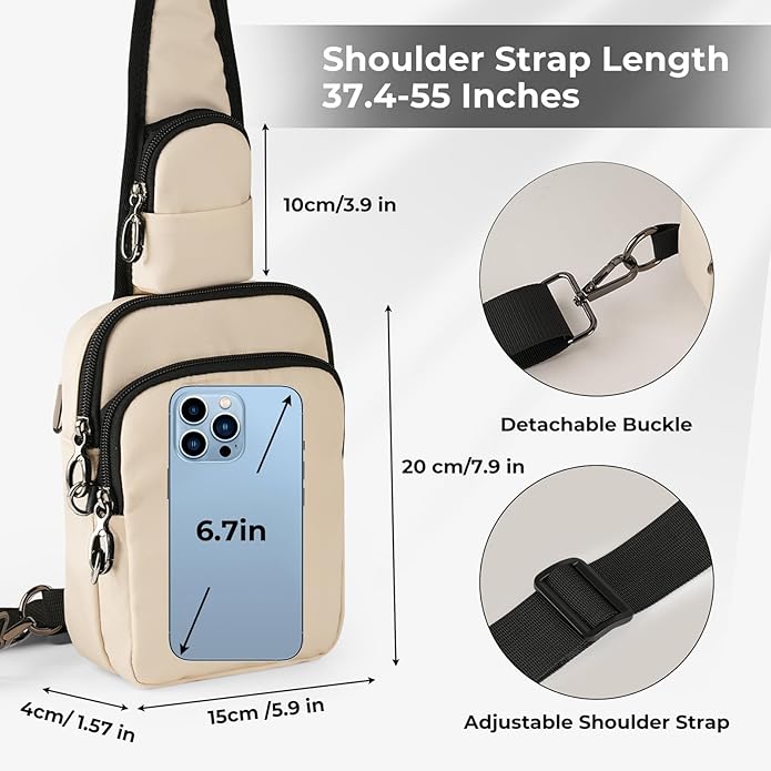 BROADREAM Mini Crossbody Sling Bag, Small Chest Bags Dual Pocket with Zipper Lock, RFID Blocking & Water Resistant Women Men
