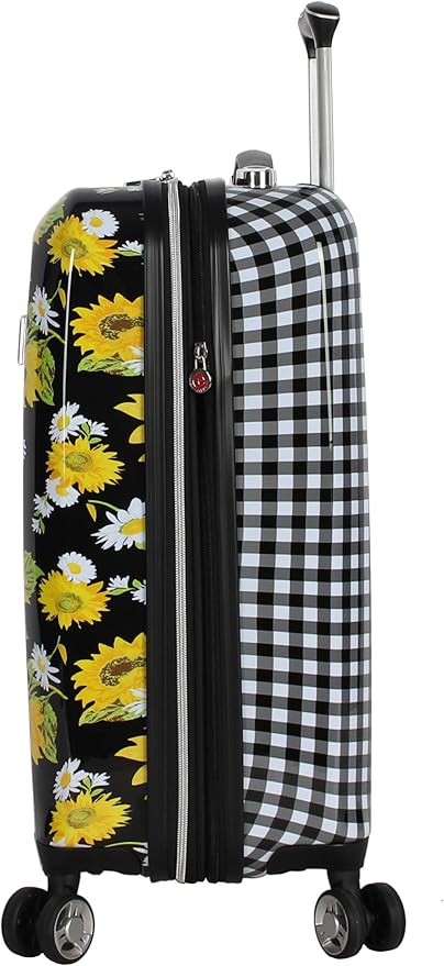 Betsey Johnson Designer 20 Inch Carry On - Expandable (ABS + PC) Hardside Luggage - Lightweight Durable Suitcase With 8-Rolling Spinner Wheels for Women (Sunflower)