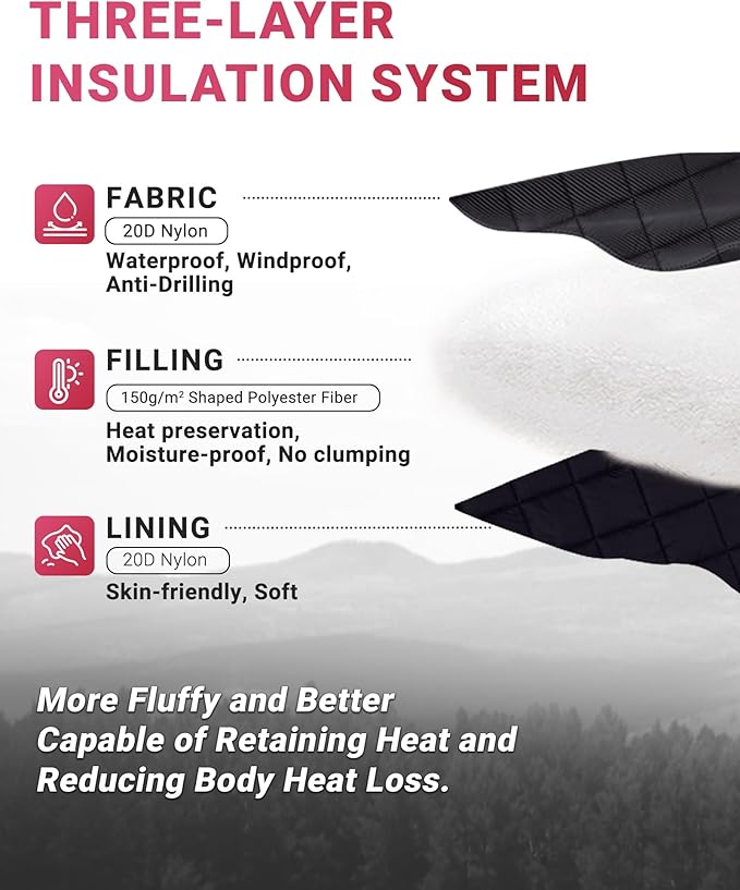 KingCamp Ultralight Camping Blanket, Packable Down Alternative Puffy Wearable Blankets Weatherproof Warm Package Quilt with Snap Buttons for Outdoor Hiking Travel Picnic Stadium (69"L x 53"W, Black)