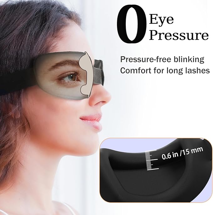 100% Blackout Sleep Eye Mask for Women Men, Zero Pressure Sleeping Mask - Sleeping Mask and Eyelash Friendly Night Blindfold, Adjustable Ultra Soft Comfortable for Dry Eye Mask (Gray)