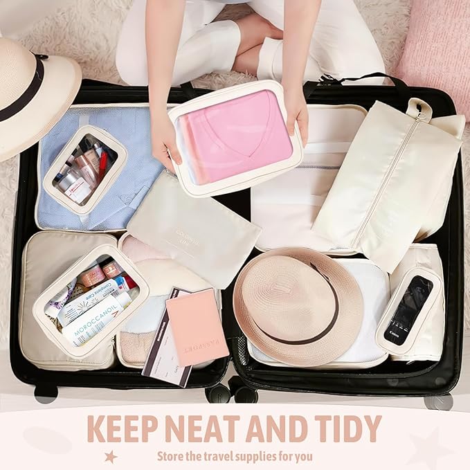 YOPCDJ 5PCS Diaper Bag Organizer Pouch Set, TSA Approved Toiletry Bag，Clear Waterproof TPU Makeup Bag Set Travel Organizer Bags for Women and Kids,Mothers Day Gifts