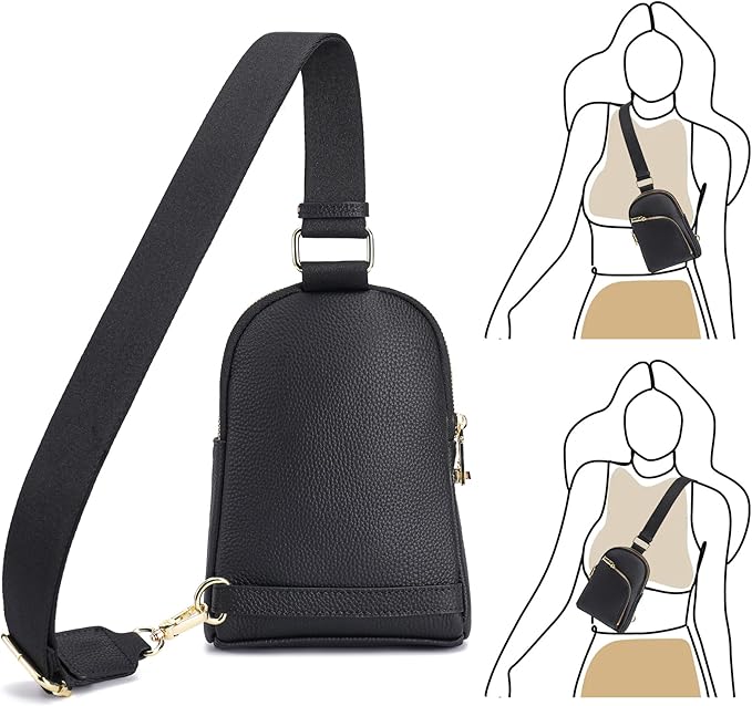 INICAT RFID Blocking Sling Bag, Anti Theft Crossbody Bag for Women, Travel Fanny Pack Style Purse, Vegan Leather