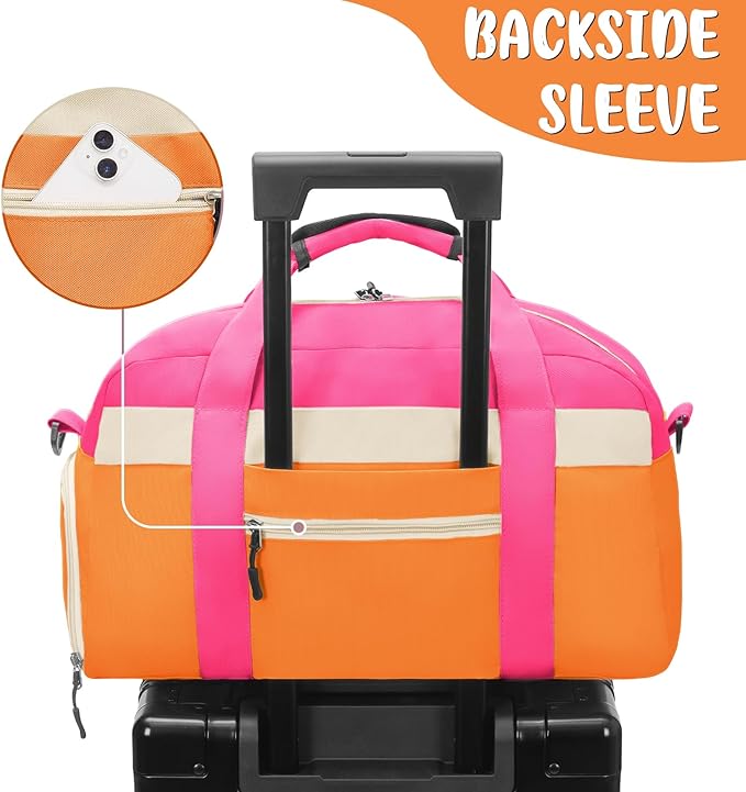 WOOMADA Kids Duffle Bag for Boys or Girls, Kids Overnight Bag with Shoe Compartment＆Wet Pocket, Ideal for School Practice, Sports, Travel(orange)