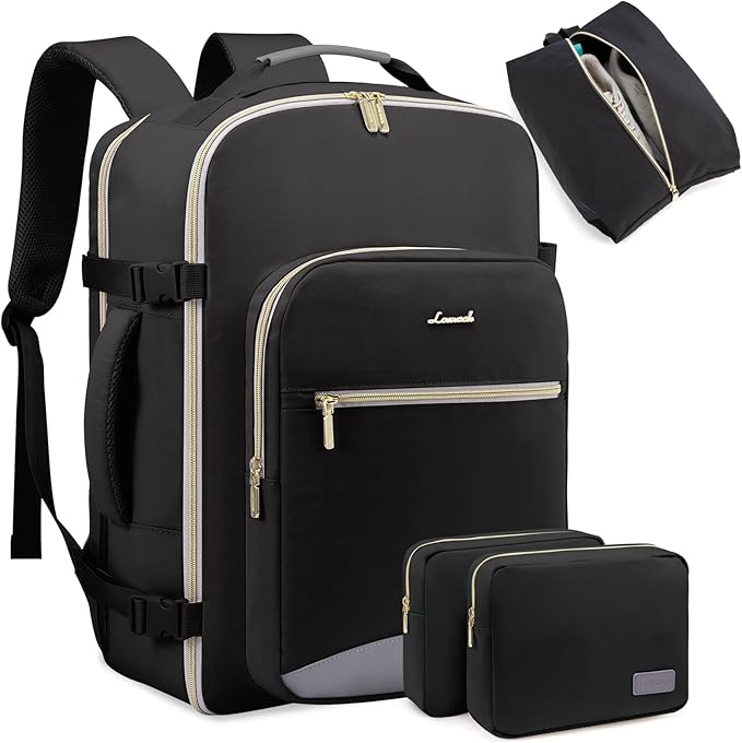 LOVEVOOK 50L Travel Backpack for Women Men,Waterproof Airline Approved Carry On Luggage Travel Essentials,TSA Carry On Backpack Personal Item Travel Bag Suitcase Weekender Traveling with Packing Cubes