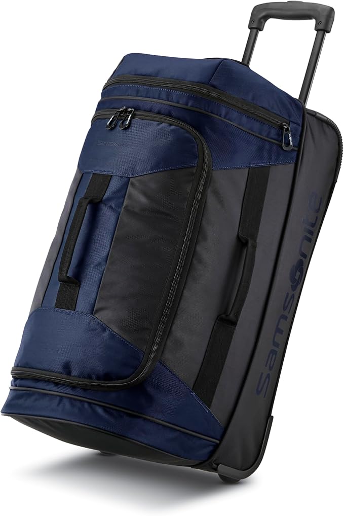 Samsonite Andante 2 Wheeled Duffel Bag – 22-Inch Durable Rolling Luggage with Inline Skate Wheels, Push-Button Handle & Spacious Compartments – Travel-Friendly and Lightweight - Navy/Black