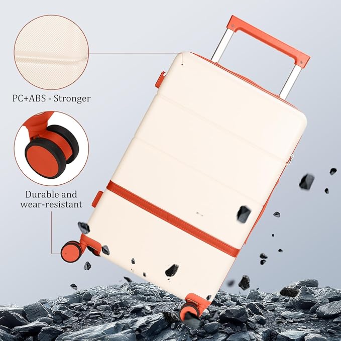 Luggage Sets, 2 Piece Suitcase set with wheels Tsa Lock 20/24 inchi Hardshell Waterproof Travel Suitcases luggage for Women/Men/Family (Orange)