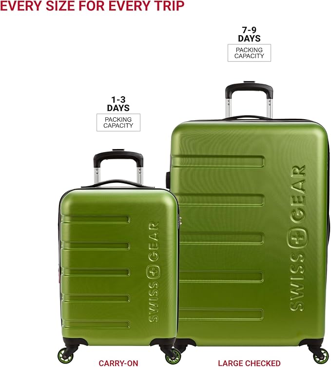 SwissGear 7366 Signature Hardside Expandable Luggage with Spinner Wheels, TSA Lock, Cup-Holder, Green, 2-Piece Set (19/27)