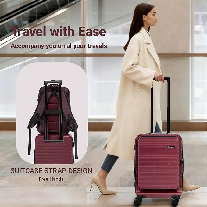 3 piece Luggage Set Expandable Suitcase 22x14x9 Airline Approved Carry on, Front Opening ABS Hard Case Suitcases with Spinner Wheels, TSA Lock