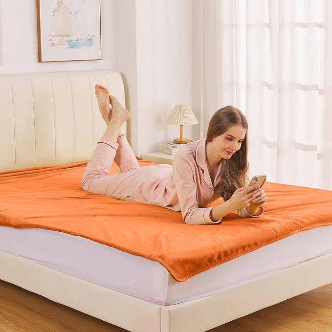 HOZY Soft Twin Size Blanket for All Season Lightweight Thermal Fleece Summer Autumn Fall Winter Spring Blankets for Twin/Twin XL Extra Long Bed Couch Sofa,66x90 Inches,Orange