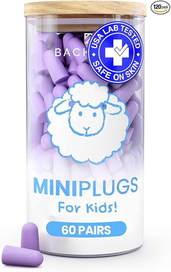 MiniPlugs - Earplugs for Kids (Age 4-9) Skin-Safe Lab Tested Extra Small Ear Plugs for Kids, Children's Ear Plugs for Sleeping, Slim Fit Toddler Earplugs Noise Reduction, Child Concert Protection