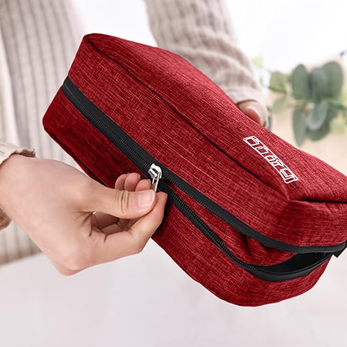 Travel toilet bag is used to store toiletries, Suitable for short-term travel use hanging toilet bag (Burgundy)