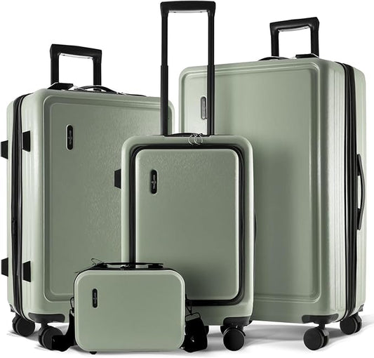 Hard Shell Luggage Sets with Spinner Wheels 4 Piece, Expandable Large Suitcases with TSA Lock, Travel Large Suitcase Set, Sage Green Luggage Set