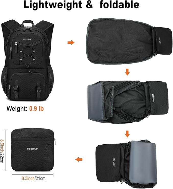 Nerlion 35L Hiking Backpack Travel Backpack for Men Women Camping Waterproof Outdoor Hiking Daypack Lightweight Backpack Black