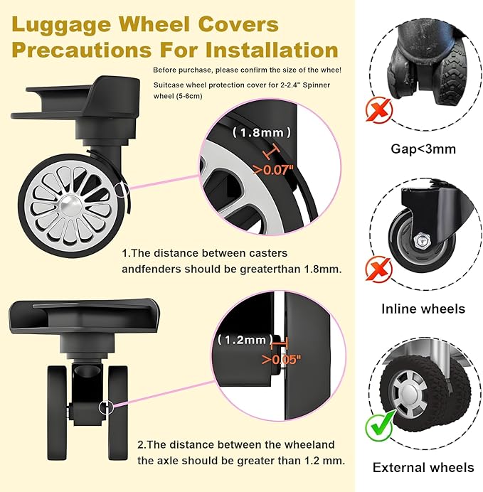8PCS Luggage Wheel Protector, Silicone Luggage Wheel Covers for 2-2.4" Suitcases Spinner Wheel,Upgraded Wear-Resistant, Silent, Shock Absorption Luggage Accessories for Carry-On Travel(Caramel)