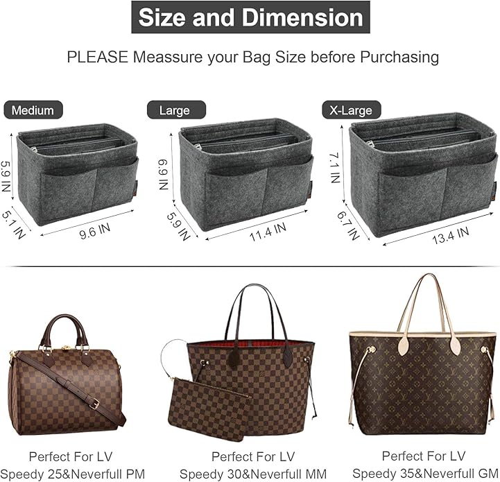 OMYSTYLE Purse Organizer Insert, Felt Tote Bag Organizer Insert with 5 Sizes, Handbag Dividers for Inside Purse, Compatible with Longchamp, Neverful, Speedy and More