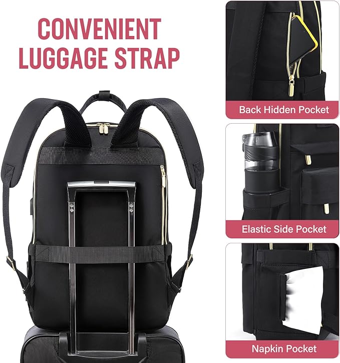 LOVEVOOK Laptop Backpack for Women, 17.3 Inch Laptop Bag with USB Port Fashion Waterproof Backpacks Teacher Nurse Stylish Travel Bags Vintage Daypacks Bookbag for College School Work