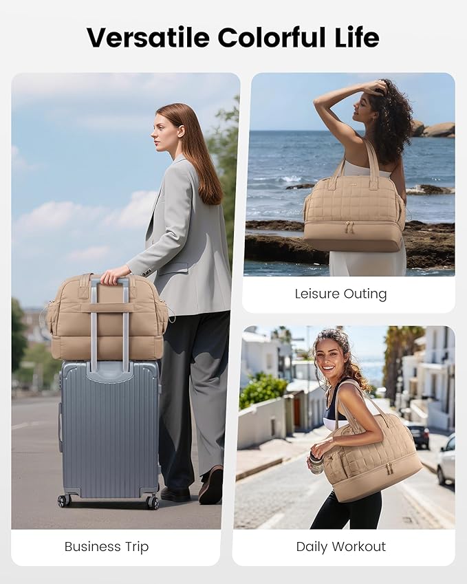 LOVEVOOK Large Travel Duffle Bag,Weekender Bags For Women with Shoe Compartment,Puffer Carry On Bags For Airplanes,Hospital Bag for Labor and Delivery,Overnight Bag With Toiletry Bag,Gym Tote Bag