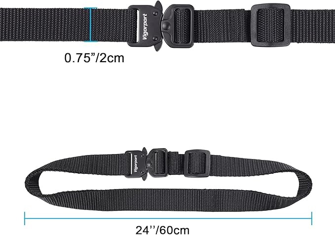Vigorport Utility Straps Quick Release Nylon Backpack Accessory Bag Strap,Adjustable for Hiking,Travel,Outdoor Sports-4 Pack (Black-Metal Buckle, 0.75''W-24''L)