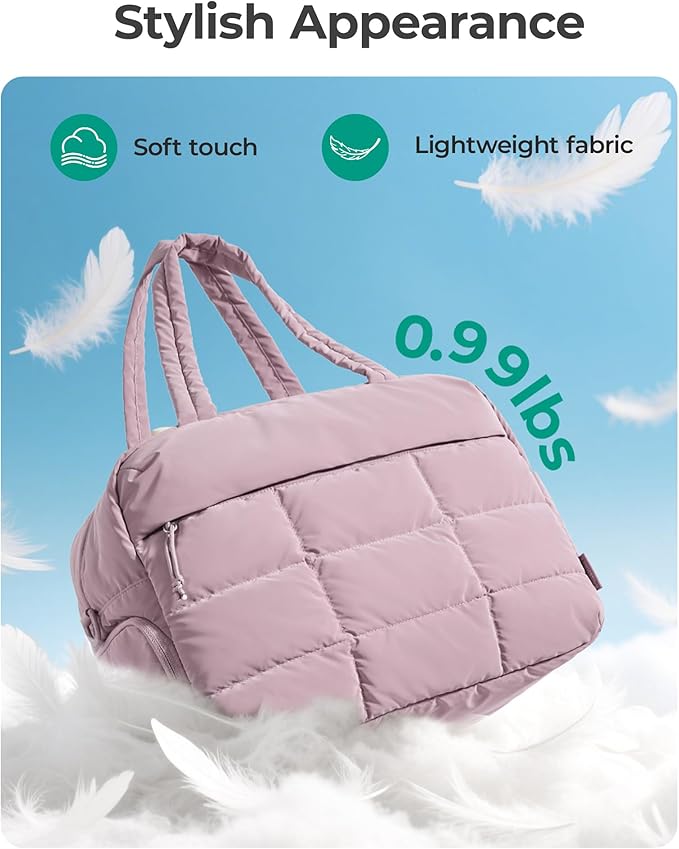 BAGSMART Gym Bag for Women, Carry on Travel Duffel Bag, Water-resistant Weekender with Shoe Compartment for Gym Travel Work, Purple, Medium