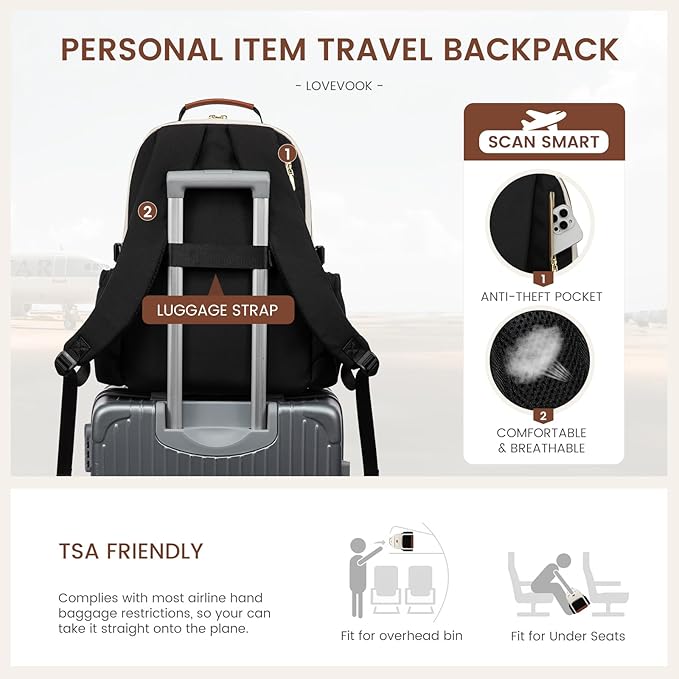 LOVEVOOK Laptop Backpack for Women with Pouch Pocket for Large Capacity Cup,15.6 Inch Laptop Computer Bag Travel Backpack Purse,Waterproof Work Business Backpack College Teacher Bags,Violet