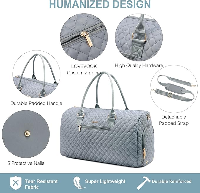 LOVEVOOK Travel Duffle & Weekender Bag for Women - Carry On, Overnight, Gym & Mommy Hospital Bag with Toiletry & Shoe Compartment