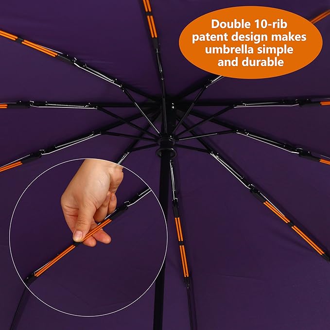 Bluinzi 46 Inch Compact Umbrellas for Rain - Travel Small Umbrella - Automatic Folding Umbrella - Windproof Portable Umbrella, Double 10-rib